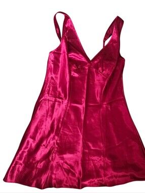 Red Satin Chemise Negligee Size Small